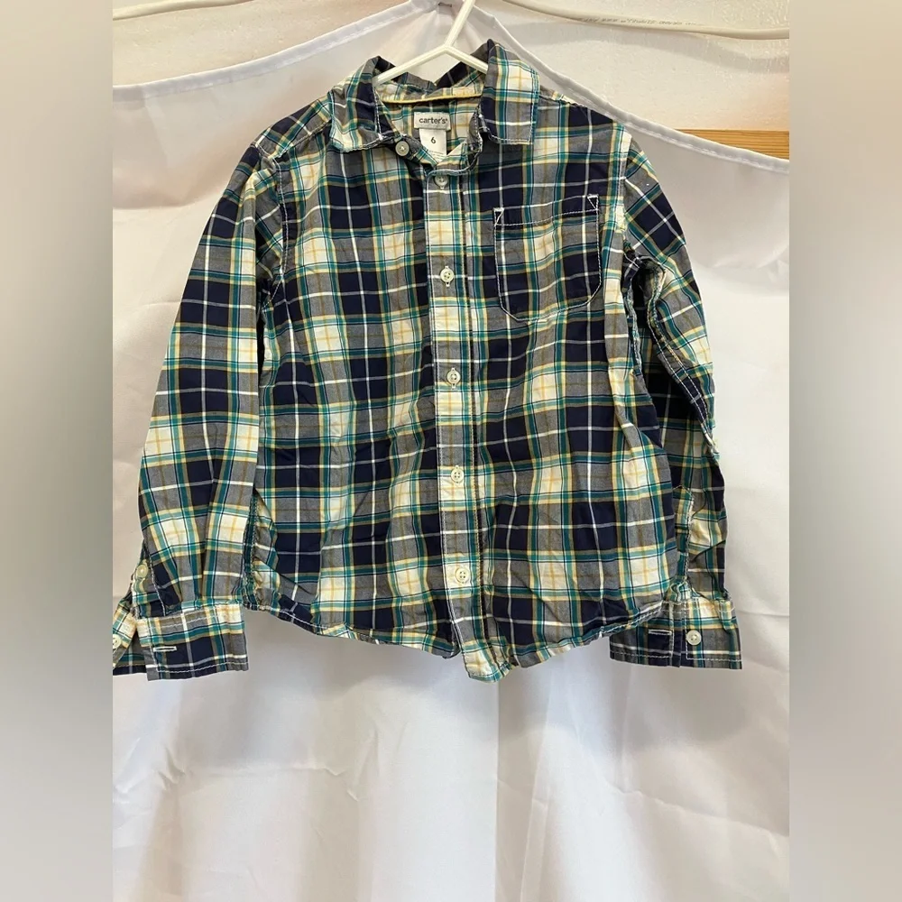 Carter's Plaid Shirts - Navy and Green - Picture 4 of 7